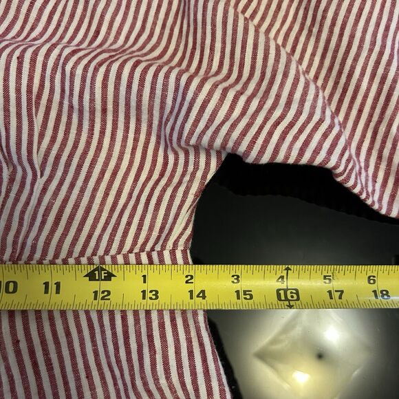 Reformation Cecilia Mini Dress Linen Pink White Striped Belt 6 - Missing Button - Picture 9 of 10